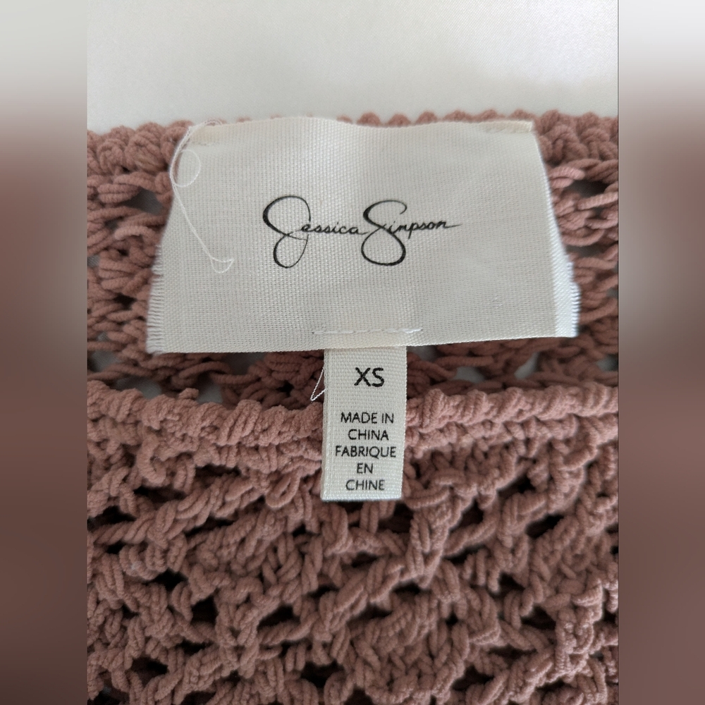 Jessica Simpson Dusty Pink Open-Knit Sweater - Picture 3 of 6